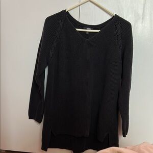 a.n.a || Black Knit Sweater with V-Neck